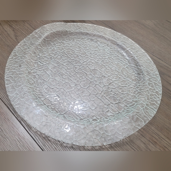 Textured Embedded Glass Charger Serving Dish Platter - Picture 3 of 7